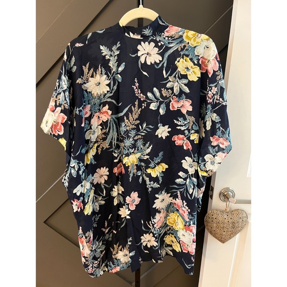 LOFT blue floral kimono XS/S - Picture 3 of 5